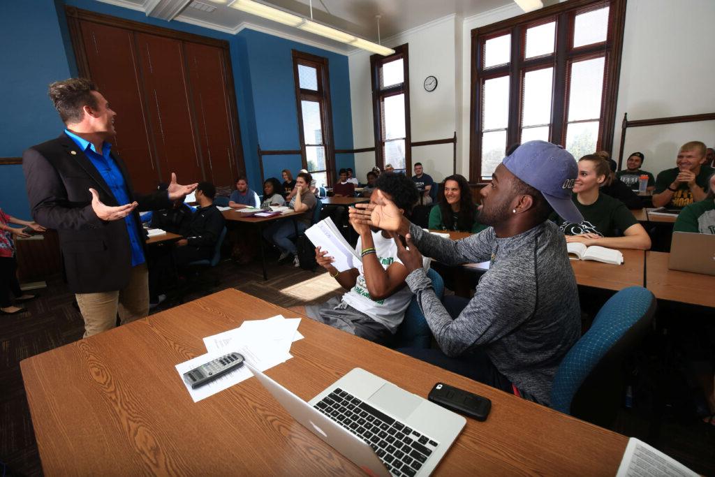 professor engaging classroom